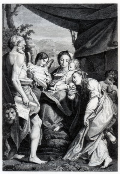 Madonna and Child with St Jerome and Mary Magdalen (The Day) by Unbekannt