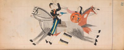 Maffet Ledger: Indian and soldier on horseback by Unbekannt