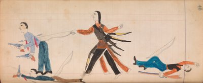 Maffet Ledger: Indian and three white men, ca. 1874-81 by Unbekannt