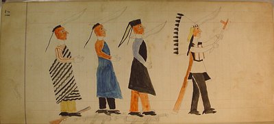 Maffet Ledger: Three indians following a chief, ca. 1874-81 by Unbekannt
