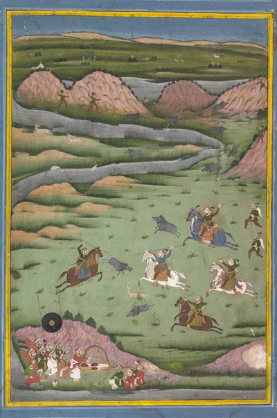 Maharana Amar Singh II or Sangram Singh Hunting Wild Boar by Unbekannt