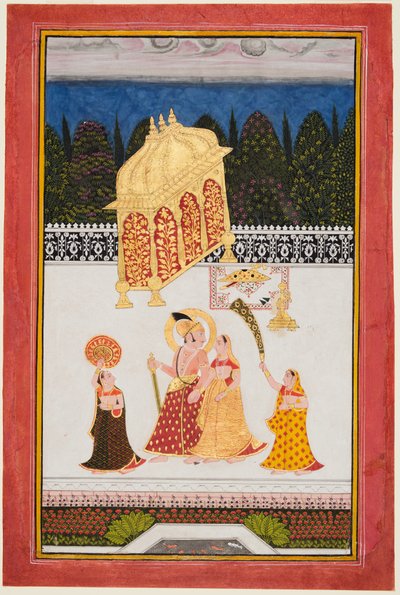 Maharana Ari Singh and his consort on a terrace, c. 1761-73 by Unbekannt
