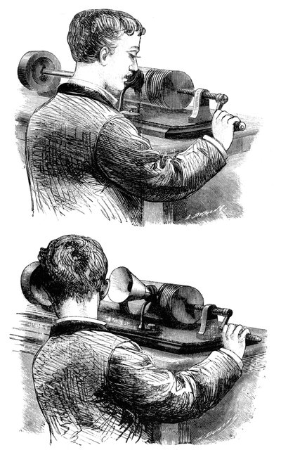 Making a Recording with, and Listening to, First Edison Phonograph by Unbekannt