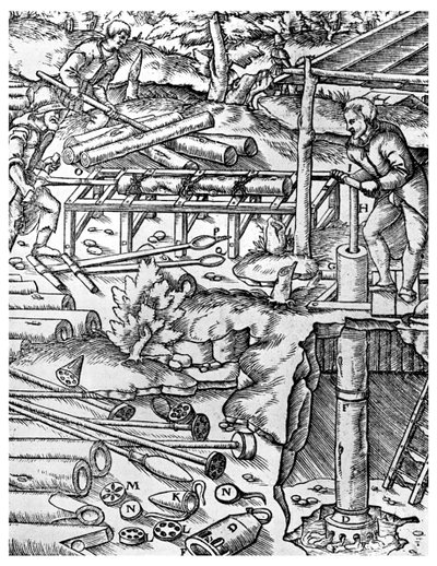 Making and Using Elm Tree Pumps to Drain Mines Before the Days of the Steam Engine by Unbekannt