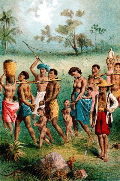 Male, Female and Child Captives Driven into Slavery by Arab Slave Traders, c1875 by Unbekannt