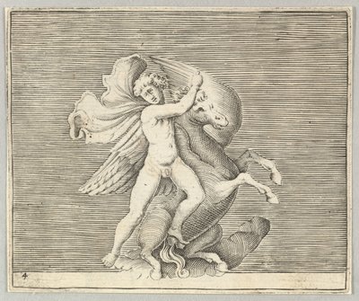 Man Grappling with Winged Horse by Unbekannt