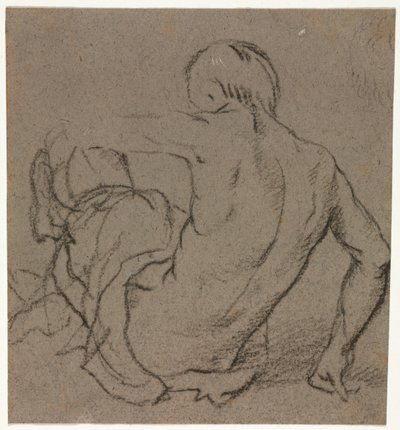 Man Seated on the Ground, Seen from Behind (recto), 1500s by Unbekannt