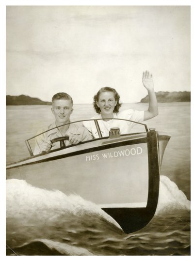 Man and Woman in a boat called 