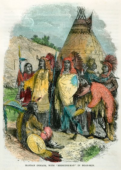Mandan Indians, with Medicine Man in Bear Skin, c1875 by Unbekannt