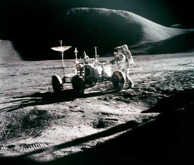 Manned Space Flight, USA, Apollo 15 astronaut James Irwin, with the Lunar Rover by Unbekannt