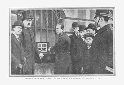 Mansion House Fund Opened for the Widows and Children of Titanic Sailors, April 20, 1912 by Unbekannt