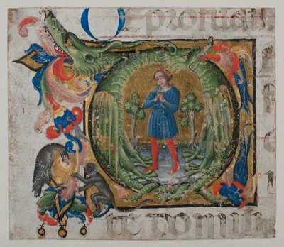 Manuscript Illumination with Initial Q, from a Choir Book, First Half 15th Century by Unbekannt