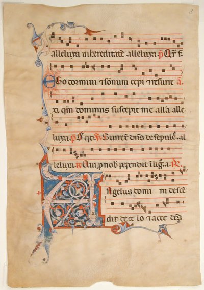 Manuscript Leaf with Foliated Initial A, from an Antiphonary, 14th century by Unbekannt