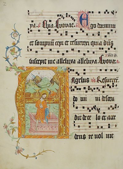 Manuscript Leaf with Initial A, from a Gradual, German, second quarter 15th century by Unbekannt