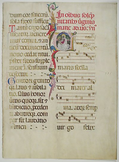 Manuscript Leaf with Initial A, from an Antiphonary, Italian, 15th Century by Unbekannt