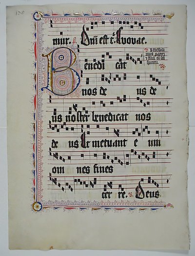 Manuscript Leaf with Initial B, from an Antiphonary, German, Second Quarter 15th Century by Unbekannt