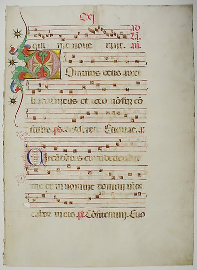 Manuscript Leaf with Initial D, from an Antiphonary, Italian, 15th century by Unbekannt