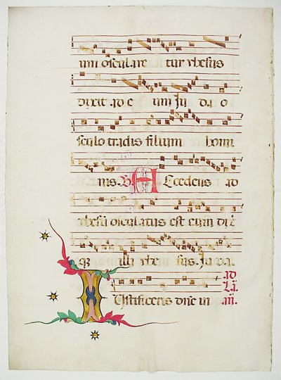 Manuscript Leaf with Initial I, from an Antiphonary, Italian, 15th century by Unbekannt