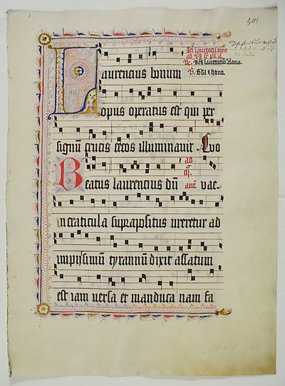 Manuscript Leaf with Initial L, from an Antiphonary by Unbekannt