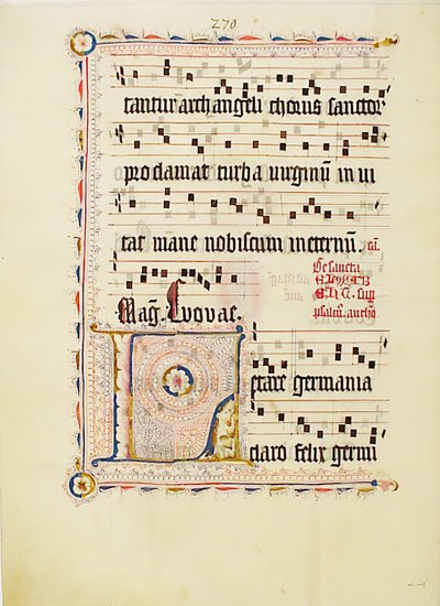 Manuscript Leaf with Initial L, from an Antiphonary, German, second quarter 15th century by Unbekannt