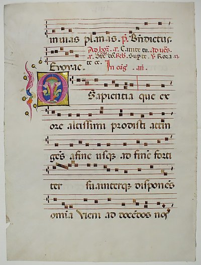 Manuscript Leaf with Initial O, from an Antiphonary, Italian, 15th century by Unbekannt