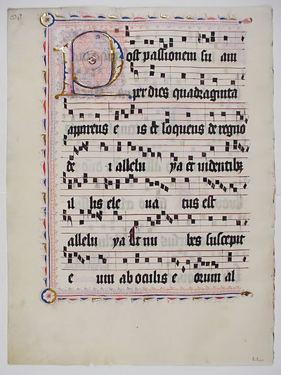 Manuscript Leaf with Initial P, from an Antiphonary, German by Unbekannt