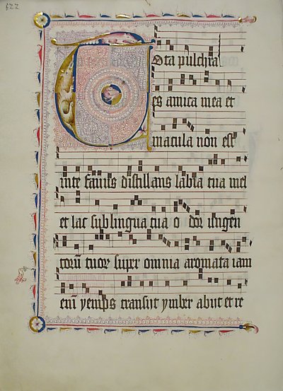 Manuscript Leaf with Initial T, from an Antiphonary, German, second quarter 15th century by Unbekannt