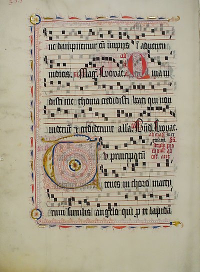 Manuscript Leaf with Initial T, from an Antiphonary by Unbekannt