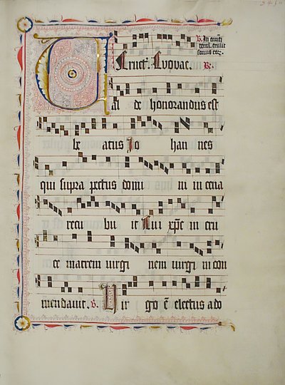 Manuscript Leaf with Initial V, from an Antiphonary, German, second quarter 15th century by Unbekannt