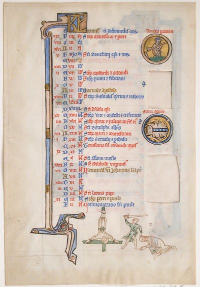 Manuscript Leaf with June Calendar, from a Royal Psalter by Unbekannt