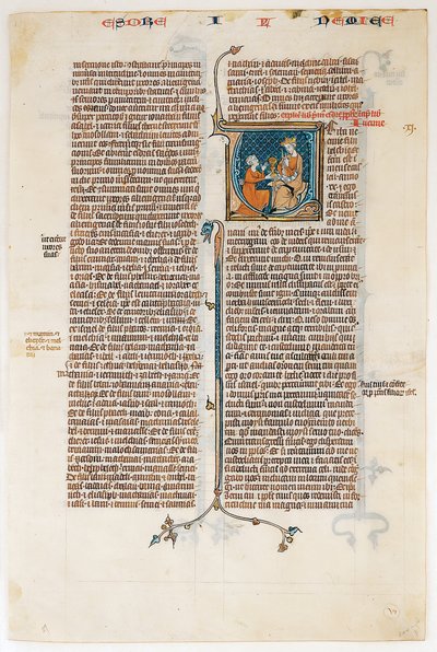 Manuscript Leaf with Opening of The Book of Nehemias, from a Bible, ca. 1280-1300 by Unbekannt