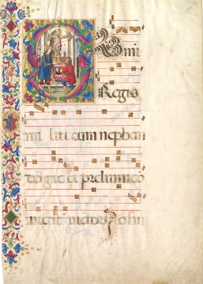 Manuscript Leaf with Saint John Gualbert in an Initial S, early 16th century by Unbekannt
