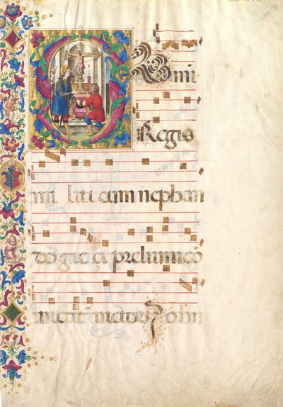 Manuscript Leaf with Saint John Gualbert in an Initial S, from an Antiphonary, early 16th century by Unbekannt