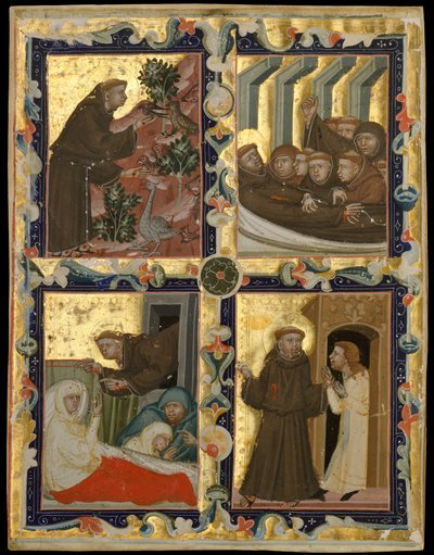 Manuscript Leaf with Scenes from the Life of Saint Francis of Assisi, ca. 1320-42 by Unbekannt