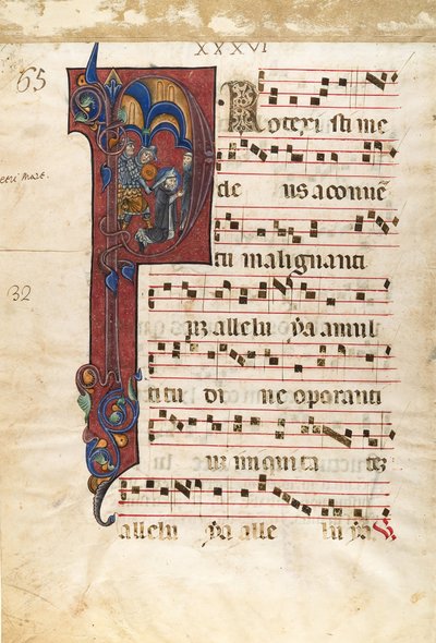 Manuscript Leaf with the Martyrdom of Saint Peter Martyr in an Initial P, ca. 1270-80 by Unbekannt