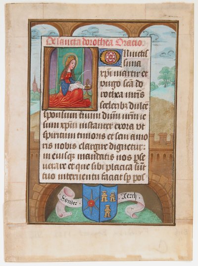Manuscript Leaf with Saint Dorothy, from a Book of Hours, ca. 1500 by Unbekannt