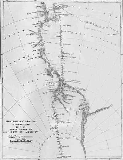 Map - British Antarctic Expedition 1910-13. Track Chart of Main Southern Journey by Unbekannt
