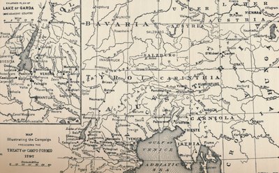 Map Illustrating the Campaign Preceding the Treaty of Campo-Formio, 1797, 1896 by Unbekannt