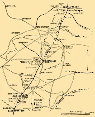 Map Showing the Lines of Advance from Bloemfontein to Pretoria by Unbekannt