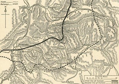 Map illustrating the Austrian Attack in the Trentino, May, 1916, c1920 by Unbekannt