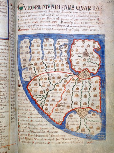 Map of Europe, a page from Liber Floridus by Unbekannt