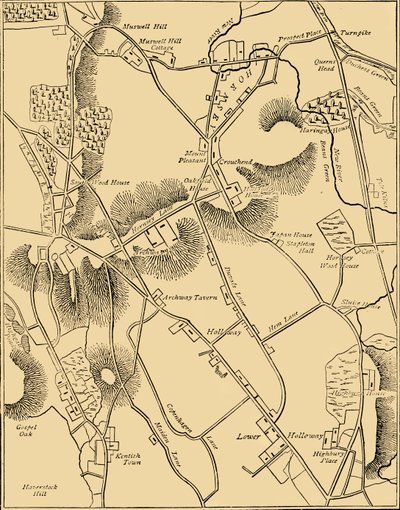 Map of Hornsey and Neighbourhood in 1819 by Unbekannt