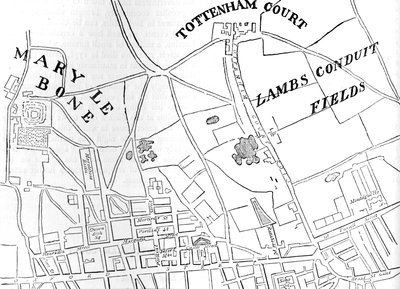Map of Rathbone Place and Its Neighbourhood, Westminster, London, 1746 1878 by Unbekannt