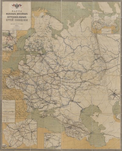 Map of Roads, Railroads and Inland Waterways of the Russian Empire, 1893 by Unbekannt