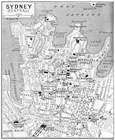 Map of Central Sydney, New South Wales, Australia by Unbekannt