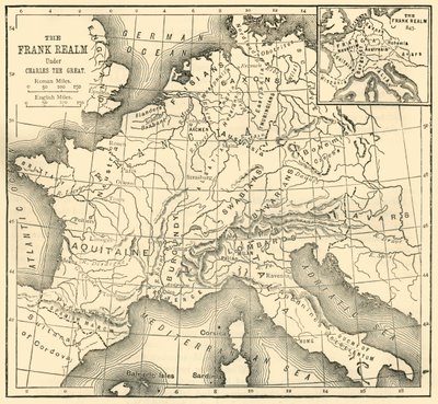 Map of the Kingdom of the Franks Under Charlemagne, 1890 by Unbekannt