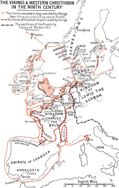 Map of the Vikings & Western Christendom in the Ninth Century by Unbekannt