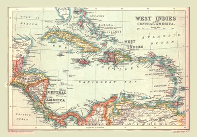 Map of the West Indies and Central America, 1902 by Unbekannt