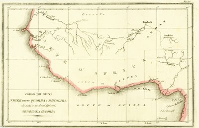 Map of the courses of the Niger River, Senegal River and Gambia River in West Africa by Unbekannt