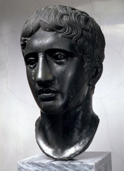 Marble head of Doryphoros Roman copy after original by Polykleitos by Unbekannt